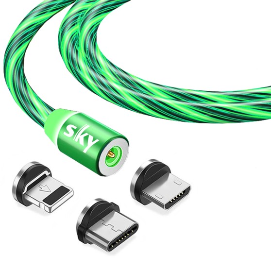 Магнитный кабель SKY 3в1 (RZ) для зарядки (100 см) Green