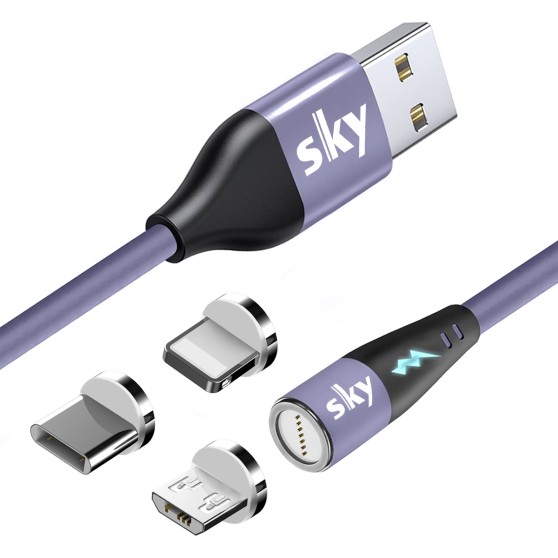 Магнитный кабель SKY 3в1 (S7R 5A-100) для зарядки и передачи данных (100 см) Purple
