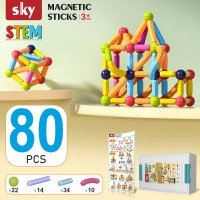 Магнітний конструктор - SKY Magnetic Sticks (B 080) набір 80 елементів (мікс кольорів)