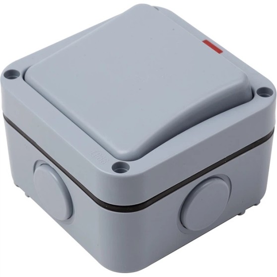 Вимикач одинарний водонепроникний IP66 зовнішний SKY MP12 AC: 110-250V, 10A, Grey