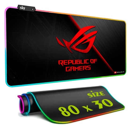 Геймерський килимок для мишки SKY (GMS-WT 8030/136) ROG / RGB підсвічування / 80x30 см