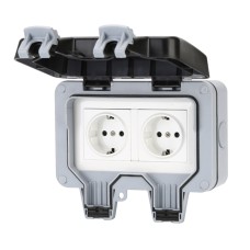 Розетка вологозахищена IP66 зовнішня подвійна SKY (MP22-G) 16А/250V