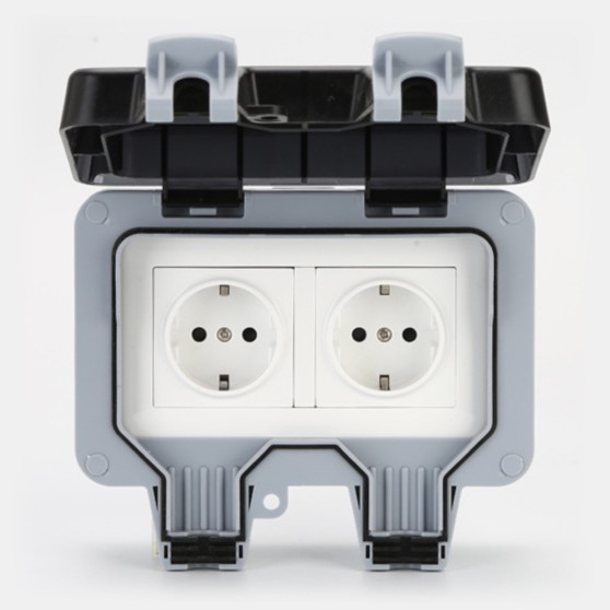 Розетка вологозахищена IP66 зовнішня подвійна SKY (MP22-G) 16А/250V Розетка вологозахищена IP66 зовнішня подвійна SKY (MP22-G) 16А/250V