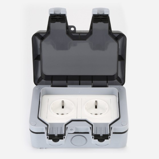 Розетка вологозахищена IP66 зовнішня подвійна SKY (MP22-G) 16А/250V Розетка вологозахищена IP66 зовнішня подвійна SKY (MP22-G) 16А/250V