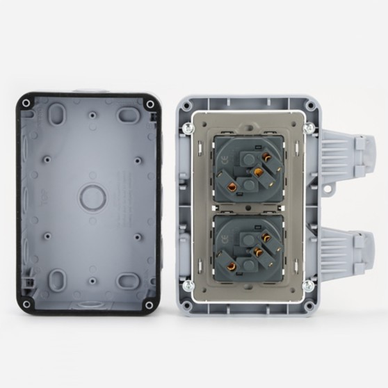 Розетка вологозахищена IP66 зовнішня подвійна SKY (MP22-G) 16А/250V Розетка вологозахищена IP66 зовнішня подвійна SKY (MP22-G) 16А/250V