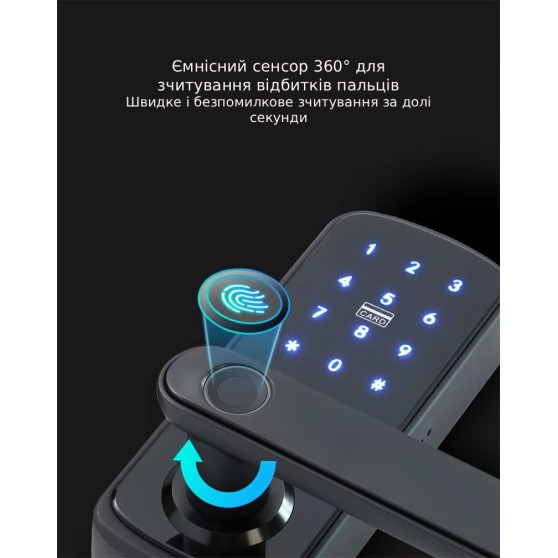 Розумний дверний замок SKY A18 NS TTLock з відбитком пальця Black/SIlver Розумний дверний замок SKY A18 NS TTLock з відбитком пальця Black/SIlver