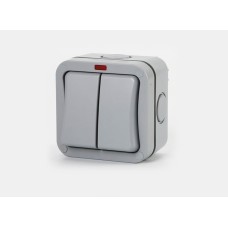 Вимикач подвійний водонепроникний IP66 зовнішний SKY MP42 AC: 110-250V, 10A, Grey