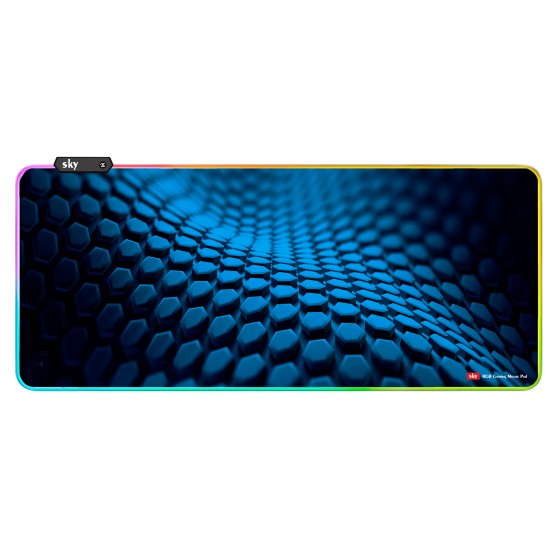 Геймерський килимок для мишки SKY (GMS-WT 9040/152-1) Hexagon / RGB підсвічування / 90x40 см