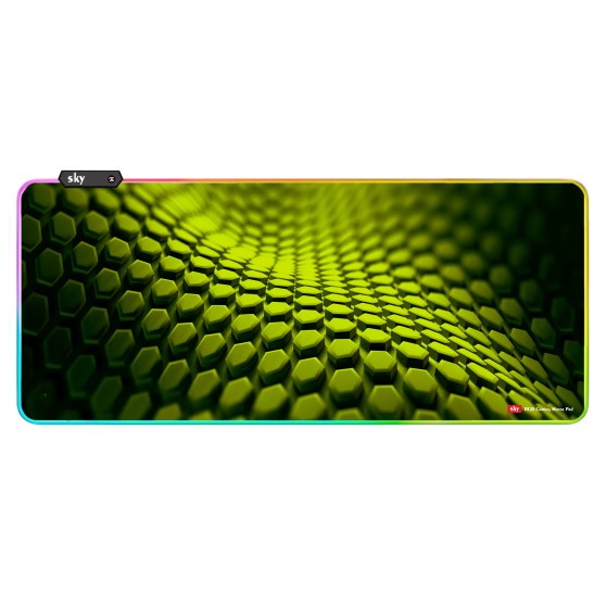 Геймерський килимок для мишки SKY (GMS-WT 8030/152-2) Hexagon / RGB підсвічування / 80x30 см