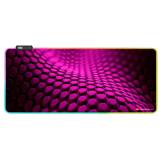Геймерський килимок для мишки SKY (GMS-WT 8030/152-4) Hexagon / RGB підсвічування / 80x30 см