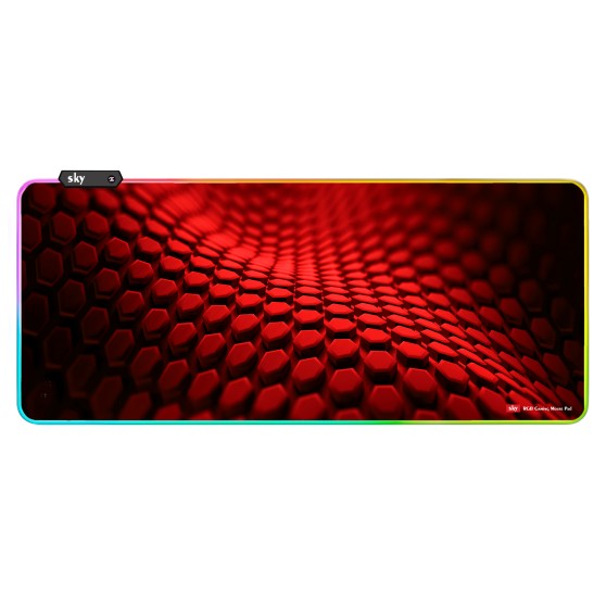 Геймерський килимок для мишки SKY (GMS-WT 9040/152-6) Hexagon / RGB підсвічування / 90x40 см