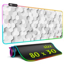 Геймерський килимок для мишки SKY (GMS-WT 8030/154) Hexagon / RGB підсвічування / 80x30 см