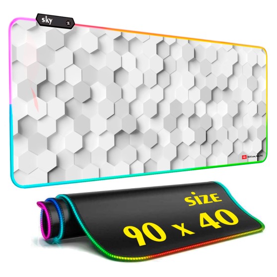 Геймерський килимок для мишки SKY (GMS-WT 9040/154) Hexagon / RGB підсвічування / 90x40 см