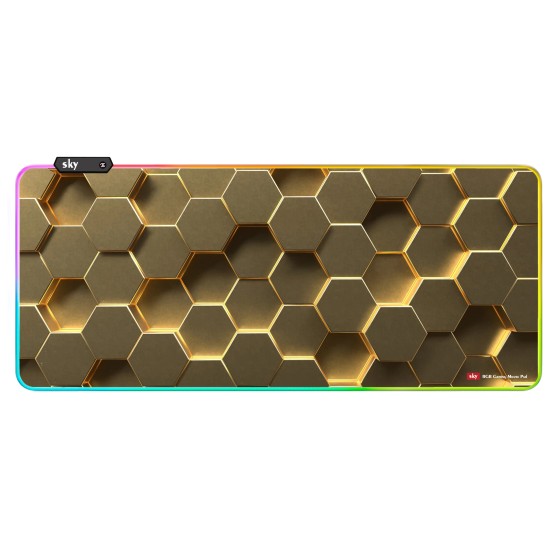 Геймерський килимок для мишки SKY (GMS-WT 9040/155-1) Hexagon / RGB підсвічування / 90x40 см