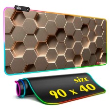 Геймерський килимок для мишки SKY (GMS-WT 9040/155-2) Hexagon / RGB підсвічування / 90x40 см