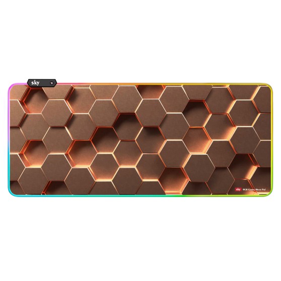 Геймерський килимок для мишки SKY (GMS-WT 9040/155-3) Hexagon / RGB підсвічування / 90x40 см