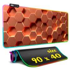 Геймерський килимок для мишки SKY (GMS-WT 9040/155-3) Hexagon / RGB підсвічування / 90x40 см