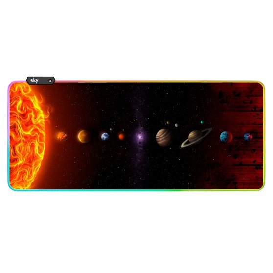 Геймерський килимок для мишки SKY (GMS-WT 12060/190) Planets / RGB підсвічування / 120x60 см