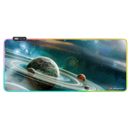 Геймерський килимок для мишки SKY (GMS-WT 9040/191) Planets / RGB підсвічування / 90x40 см
