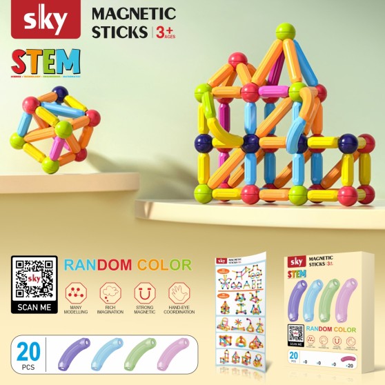 Магнитный конструктор - SKY Magnetic Sticks (A 020 Bent) набор 20 элементов (color mix)