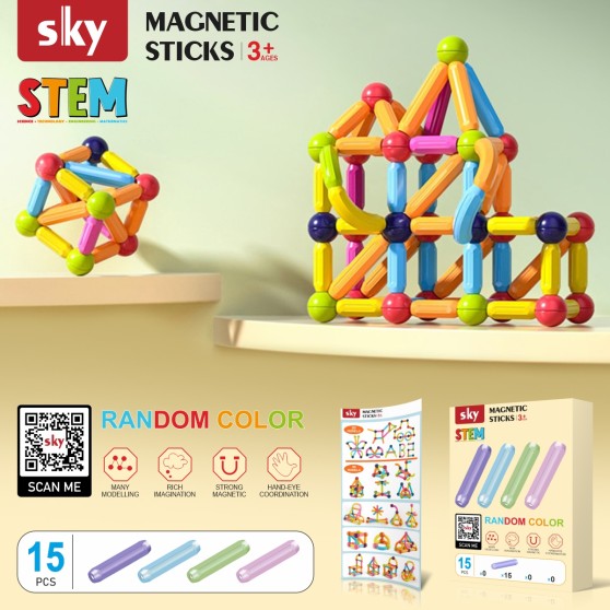 Магнітний конструктор - SKY Magnetic Sticks (A 015 Long) набір 15 елементів (мікс кольорів)