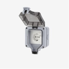 Розетка вологозахищена IP66 зовнішня  заглиблена одинарна SKY (MPG1-G-SN) 16А/250V з вимикачем