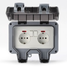 Розетка вологозахищена IP66 зовнішня подвійна SKY (MP22-G-SN) 16А/250V