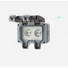 Розетка вологозахищена IP66 зовнішня  заглиблена подвійна SKY (MPG2-G) 16А/250V