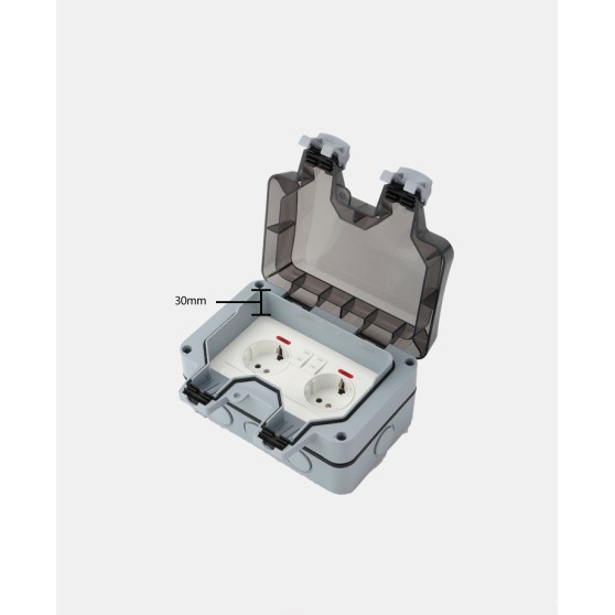 Розетка вологозахищена IP66 зовнішня заглиблена подвійна SKY (MPG2-G-SN) 16А/250V Розетка вологозахищена IP66 зовнішня заглиблена подвійна SKY (MPG2-G-SN) 16А/250V