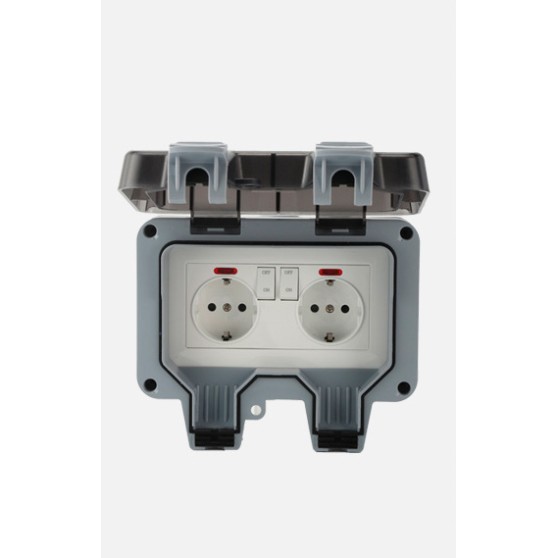 Розетка вологозахищена IP66 зовнішня заглиблена подвійна SKY (MPG2-G-SN) 16А/250V Розетка вологозахищена IP66 зовнішня заглиблена подвійна SKY (MPG2-G-SN) 16А/250V