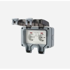 Розетка вологозахищена IP66 зовнішня  заглиблена подвійна SKY (MPG2-G-SN) 16А/250V