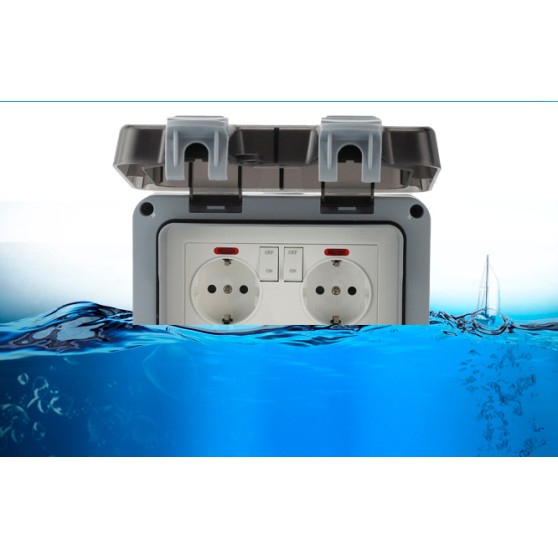 Розетка вологозахищена IP66 зовнішня заглиблена подвійна SKY (MPG2-G-SN) 16А/250V Розетка вологозахищена IP66 зовнішня заглиблена подвійна SKY (MPG2-G-SN) 16А/250V