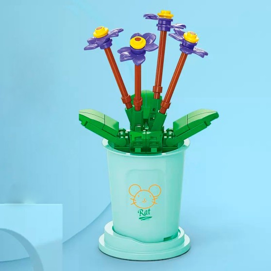 3D Конструктор - LELEBROTHER Florist Африканська фіалка 8814-1, 62 елемента