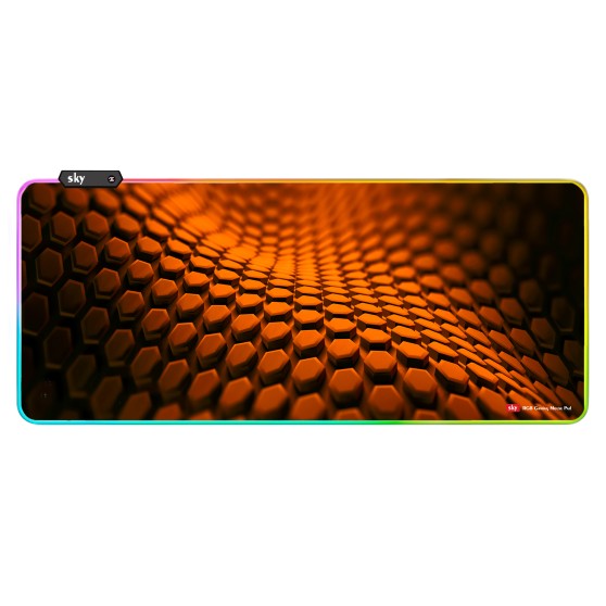 Геймерський килимок для мишки SKY (GMS-WT 8030/152-3) Hexagon / RGB підсвічування / 80x30 см