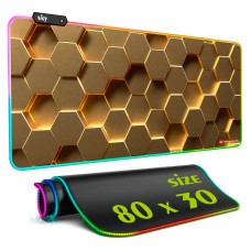 Геймерський килимок для мишки SKY (GMS-WT 8030/155-1) Hexagon / RGB підсвічування / 80x30 см