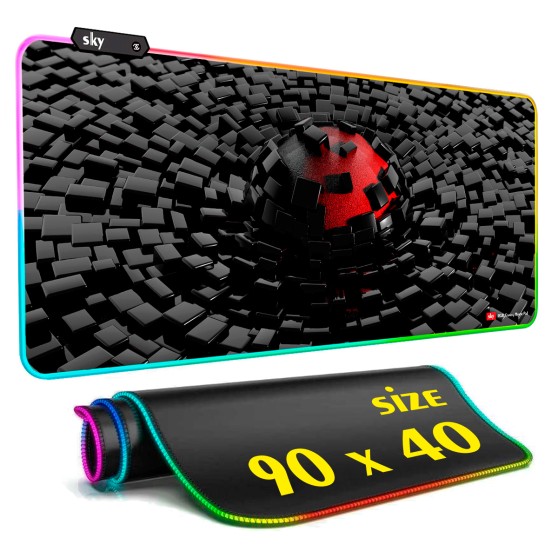 Геймерський килимок для мишки SKY (GMS-WT 9040/156) Hexagon / RGB підсвічування / 90x40 см
