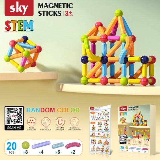 Магнітний конструктор - SKY Magnetic Sticks (B 020) набір 20 елементів (мікс кольорів)