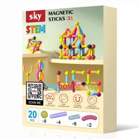 Магнітний конструктор - SKY Magnetic Sticks (B 020) набір 20 елементів (мікс кольорів)