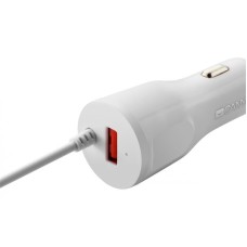 Автомобильное зарядное устройство Canyon (1USB, 2.4A) White (CNE-CCA033W) + кабель Lightning