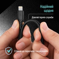 Кабель ColorWay USB Type-C - Lightning (M/M), textured PVC, 3А, 2 м, Black (CW-CBPDCL095-BK)