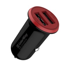 Автомобильное зарядное устройство ColorWay (2USB,3.4A, 17W) Red/Black (CW-CHA026-BK)
