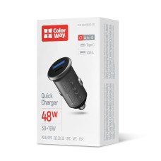Автомобильное зарядное устройство ColorWay 2USB (Type-C PD30W + USB QC3.0 18W) 48W Gray (CW-CHA065PD-GR)