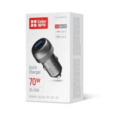 Автомобильное зарядное устройство ColorWay 2USB (Type-C PD35W + USB QC3.0 35W) 70W Gray (CW-CHA066PD-GR)