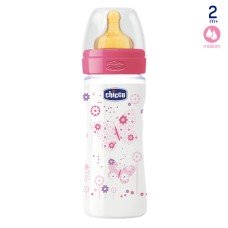Пляшечка Chicco - Well-Being (20622.10) 250 мл / 2 міс.+, пластик, соска латекс (середній потік), рожевий
