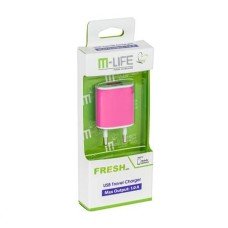 Зарядний пристрій M-Life (ML0593) USB, 1A, рожевий