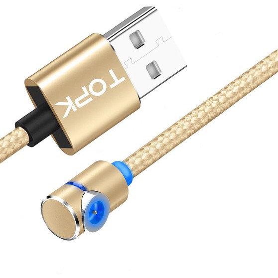 Магнітний кабель TOPK без конектора (L) для заряджання (100 см) Gold