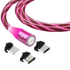 Магнітний кабель TOPK (AM16) 3в1 (SRZ 5A) для заряджання та передачі даних (100 см) Red