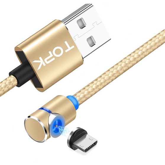 Магнитный кабель TOPK micro USB (L) для зарядки (100 см) Gold
