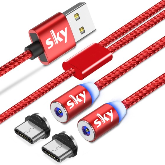 Магнитный кабель SKY type C (R DUAL) для зарядки (120 см) Red
