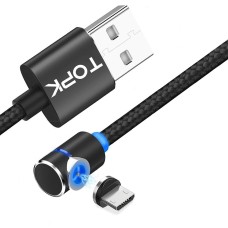 Магнитный кабель TOPK micro USB (L) для зарядки (100 см) Black